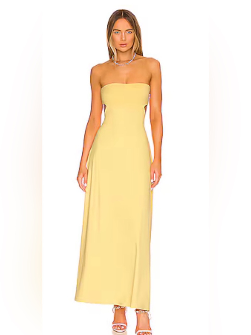 NWT Susana Monaco Maxi Dress Strapless Lemon Zest Yellow SMALL
